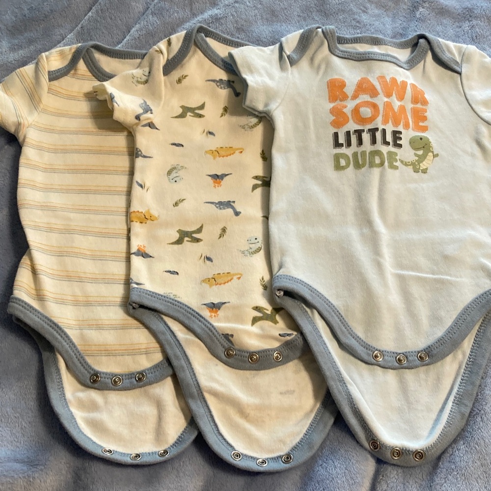 3 fo $16 Set of 3 Chick Pea Baby Boy Bodysuits